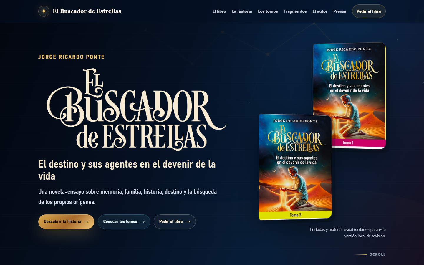 Primera pantalla del sitio El Buscador de Estrellas